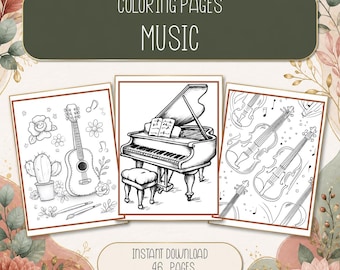 Music Coloring Pages: 46 Printable Piano, Instrument & Musician Designs