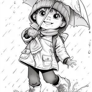 Rainy Day Coloring Pages: Printable Sheets | 45+ Kids' Rainy Scene Designs (Digital Download)