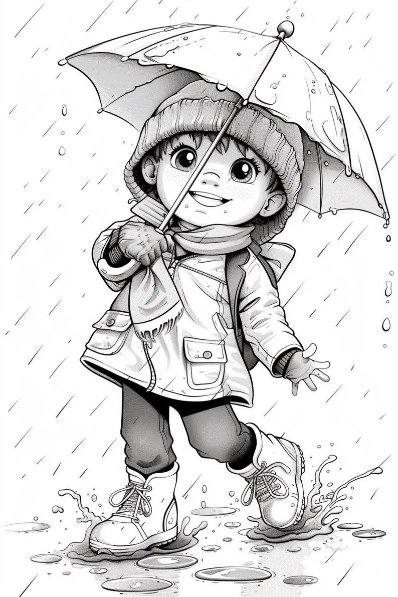 Rainy Day Coloring Pages: Printable Sheets | 45+ Kids' Rainy Scene Designs (Digital Download)