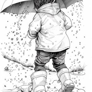 45+ Rainy Day Coloring Sheets | Kids Playing in the Rain | Stress Relief for Adults and Kids | Rainy Day Activities | Digital Download