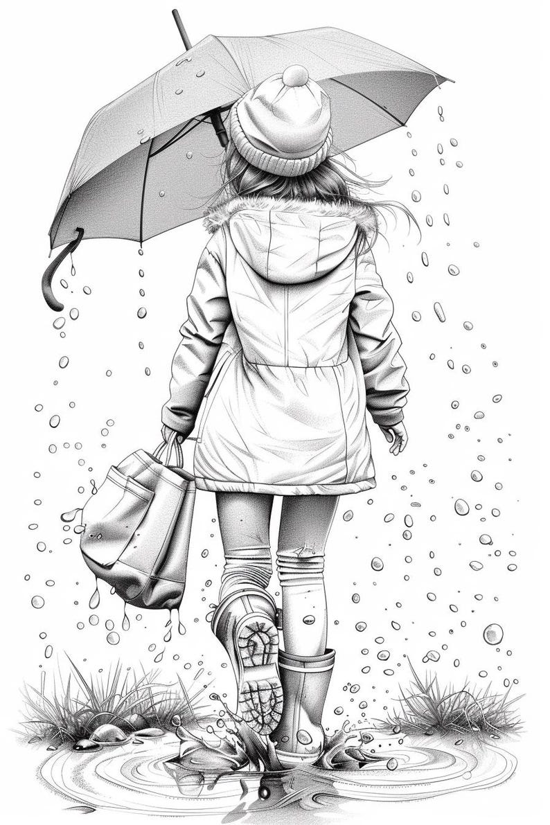 Rainy Day Coloring Pages: Printable Sheets | 45+ Kids' Rainy Scene Designs (Digital Download)