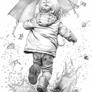 Rainy Day Coloring Pages: Printable Sheets | 45+ Kids' Rainy Scene Designs (Digital Download)
