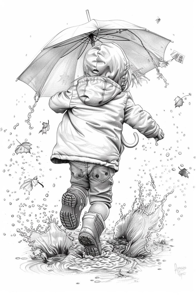 Rainy Day Coloring Pages: Printable Sheets | 45+ Kids' Rainy Scene Designs (Digital Download)