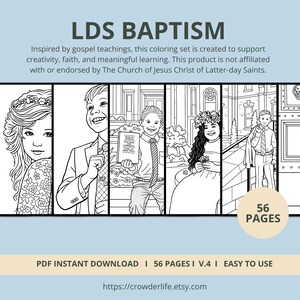 LDS Baptism Coloring Pages, 56 Printable Primary Activity Sheets