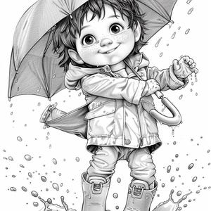 Rainy Day Coloring Pages: Printable Sheets | 45+ Kids' Rainy Scene Designs (Digital Download)