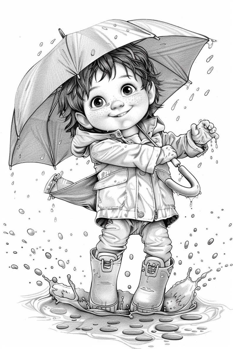 Rainy Day Coloring Pages: Printable Sheets | 45+ Kids' Rainy Scene Designs (Digital Download)