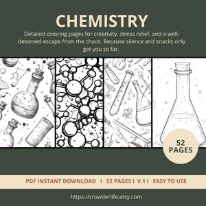 Chemistry Coloring Pages, 52 Printable Beaker, Flask and Lab Equipment Designs