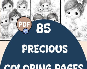 Precious Coloring Pages | 85 Pages | Sweet, Girly, Moments | Digital Download | Printable PDF | V.1