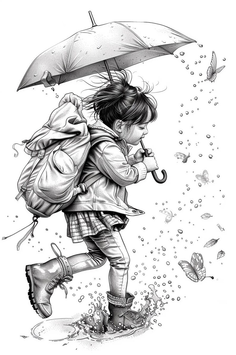 Rainy Day Coloring Pages: Printable Sheets | 45+ Kids' Rainy Scene Designs (Digital Download)