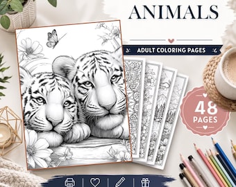 Animal Coloring Pages, 48 Printable Woodland, Farm and Safari Designs