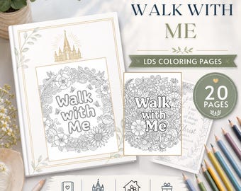 LDS "Walk With Me" Coloring Pages, 20 Printable LDS Youth Theme Designs, Set 2