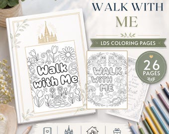 LDS "Walk With Me" Coloring Pages, 26 Printable LDS Youth Theme Designs, Set 4