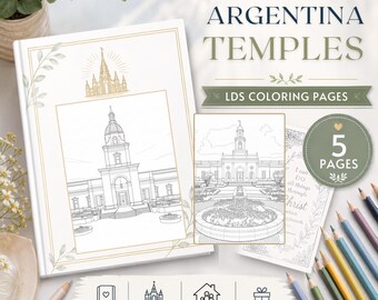 Argentina LDS Temple Coloring Pages, 5 Printable Church Activity Sheets