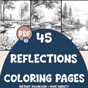 Reflection Coloring Pages, 45 Printable Nature Landscape Scenes