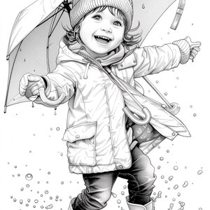45+ Rainy Day Coloring Sheets | Kids Playing in the Rain | Stress Relief for Adults and Kids | Rainy Day Activities | Digital Download