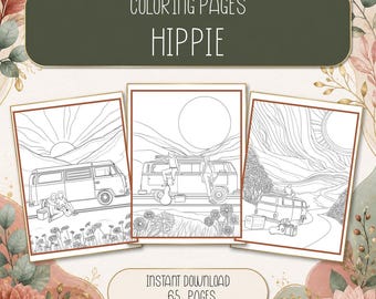 Hippie Coloring Pages for Adults: 65 pages