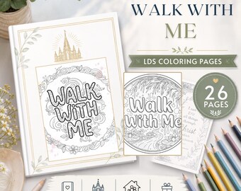 LDS "Walk With Me" Coloring Pages, 26 Printable LDS Youth Theme Designs, Set 5
