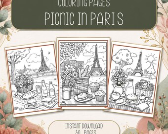 Picnic in Paris Coloring Pages: 50 Unique Designs