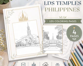 Philippines LDS Temple Coloring Pages, 4 Printable Church Activity Sheets