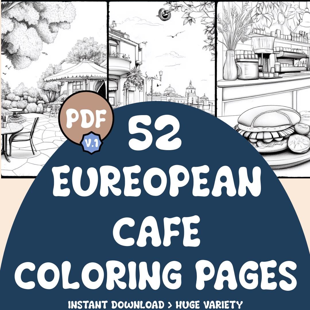 European Cafe Coloring Pages, 52 Printable Street and Coffee Shop ...