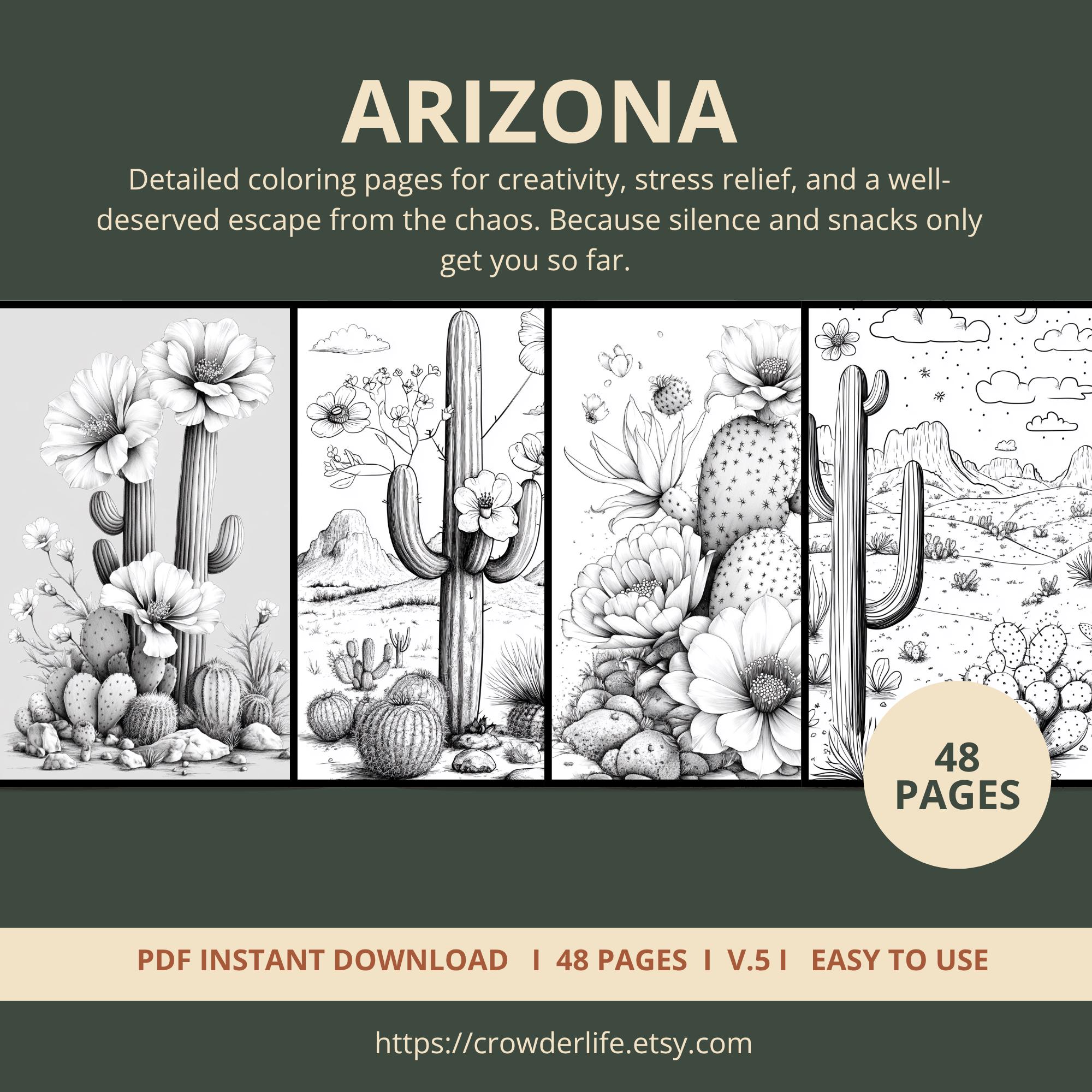 Arizona Landscape Coloring Pages | 48 Pages | Desert, Cactus