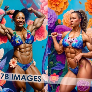 79 Downloadable Beautiful Athletic Bodybuilding Women image files, Royalty Free, Commercial Free use for your print on demand shop
