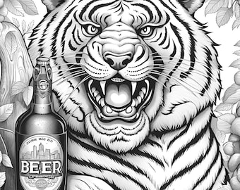 MANCAVE Coloring Book Pages for Adult Children - 56 Pages - Beer, Robots, Zombies, Tigers AND Explosions!!!