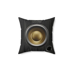 Subwoofer Bass Faux Suede Square Pillow