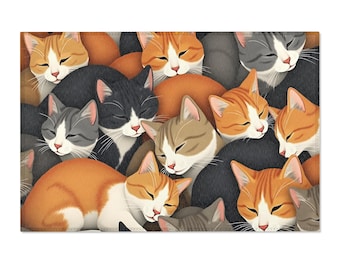 Cozy Cat-Themed Area Rug, Perfect for Cat Lovers, Home Decor Gift, Living Room Accessory, Unique Cat Rug, Pet Lover Decoration