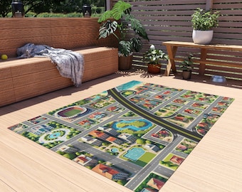Large City Kid's Playtime Rug, 5x7 feet, Kids gift, Grandkids, Daycare gift, Playroom Accessory, Imagination Station