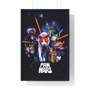PAW WARS Movie Parody Cat Lover Framed Vertical Poster