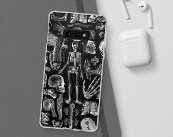 Human Anatomy Printed White on Black Flexi Smart Phone Case