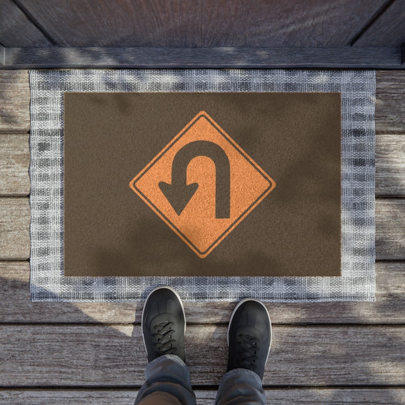 Unwelcome Door Mat, U-Turn Sign, Fair Warning, Humorous House Warming Gift image 3