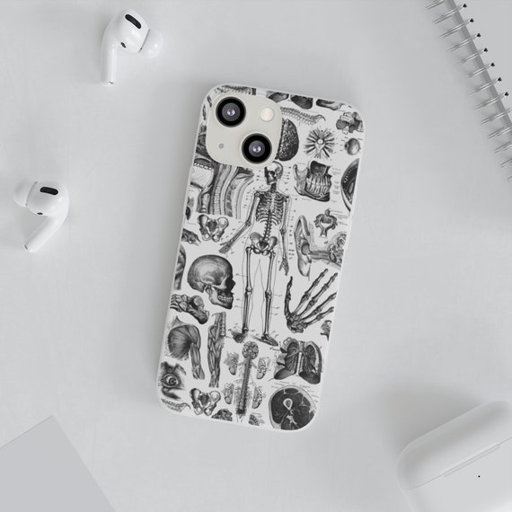 Human Anatomy Printed Black on White Flexi Smart Phone Case