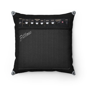 Guitar Amp Faux Suede Square Pillow (PILLOW INCLUDED) Design for Musician, Music Fan, Guitarists