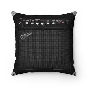 Cuscino quadrato in finta pelle scamosciata per amplificatore per chitarra (CUSCINO INCLUSO) Design per musicista, appassionato di musica, chitarristi
