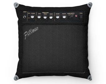 Guitar Amp Faux Suede Square Pillow (PILLOW INCLUDED) Design for Musician, Music Fan, Guitarists