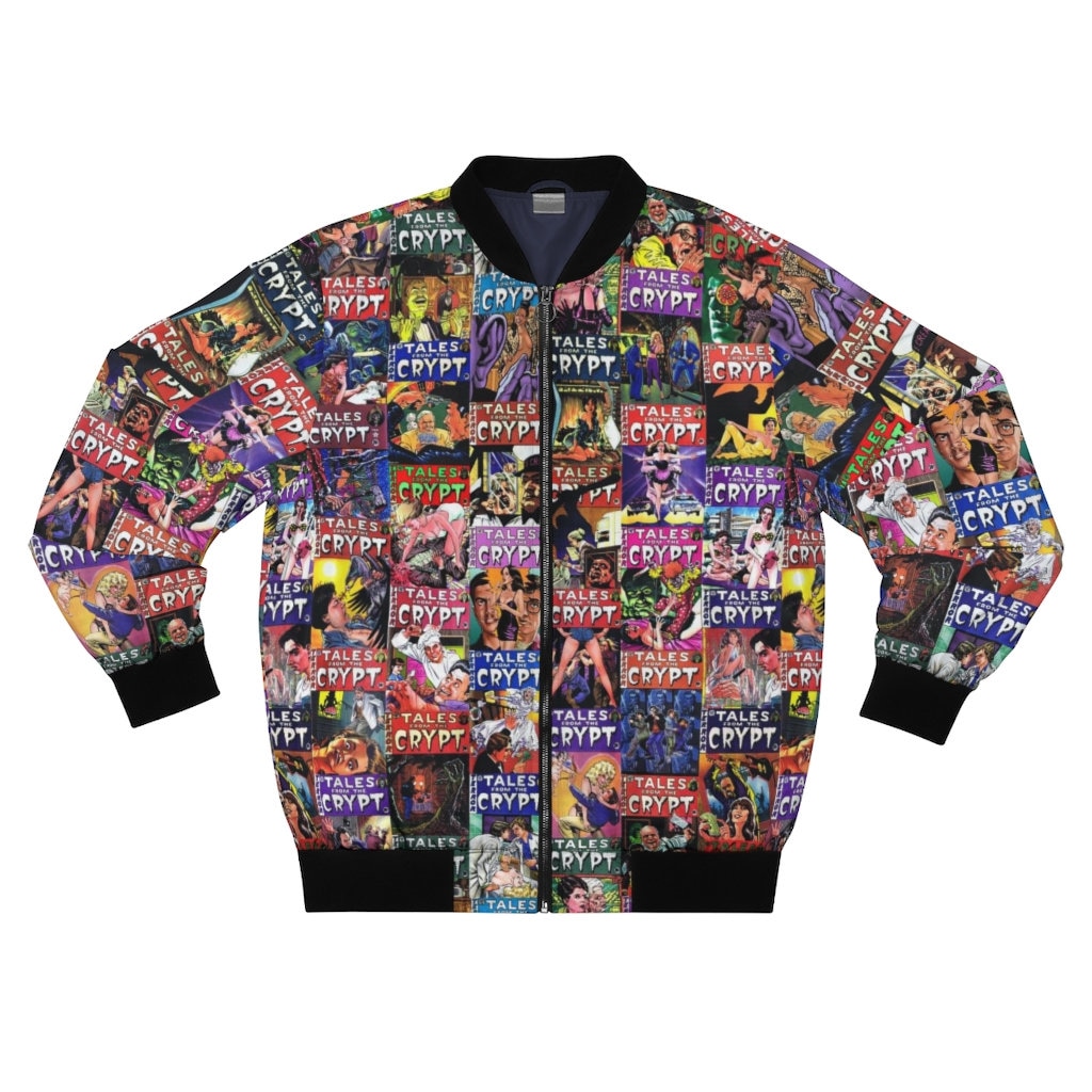 Cartoon strip print bomber deals jacket