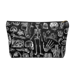 Human Anatomy White Print on Black Accessory Pouch w flat bottom