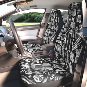 Black Gothic Human Bones and Anatomy Car Seat Covers, Halloween Year-Round!