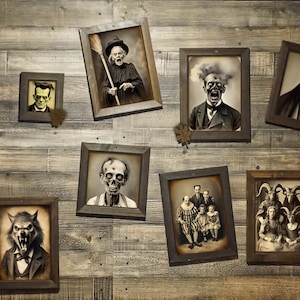 67 Vintage-Styled Halloween Portraits: Perfect for DIY Spooky Decor, 67 individual files, print at 8x10 up to 16x20