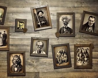67 Vintage-Styled Halloween Portraits: Perfect for DIY Spooky Decor, 67 individual files, print at 8x10 up to 16x20