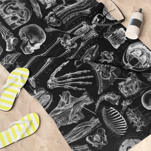 Black Gothic Human Anatomy 30x60 Inch Beach Towel
