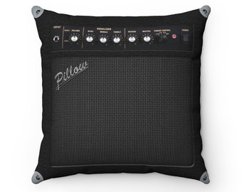 Guitar Amp Spun Polyester Square Pillow Case (CASE ONLY), Musician, Guitarists, Bass Player Home Decor Gift