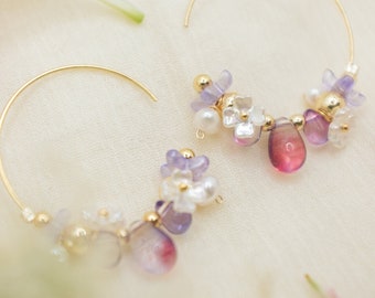 Bloom Flowers Hoop Earring / Fleurs Boucles d’oreilles / Boucles d’oreilles florales / Boucles d’oreilles délicates / Boucles d’oreilles mignonnes / Spring Vibes / Cadeau pour elle