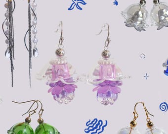 Jellyfish Earrings Glass Jewelry in Gold or Silver Gift for Friend, choice from multiple styles