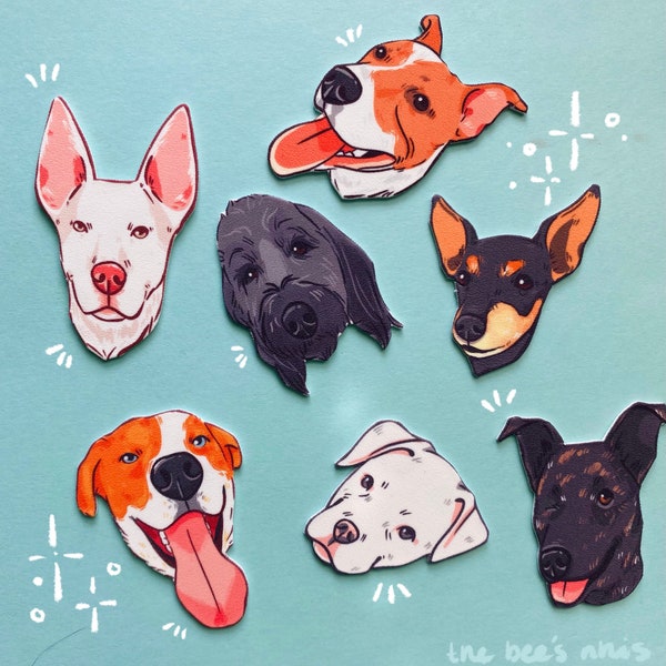 Custom and Hand-Made Pet Portrait Magnets, Pins, and Keychains | Shrink Plastic with Resin!