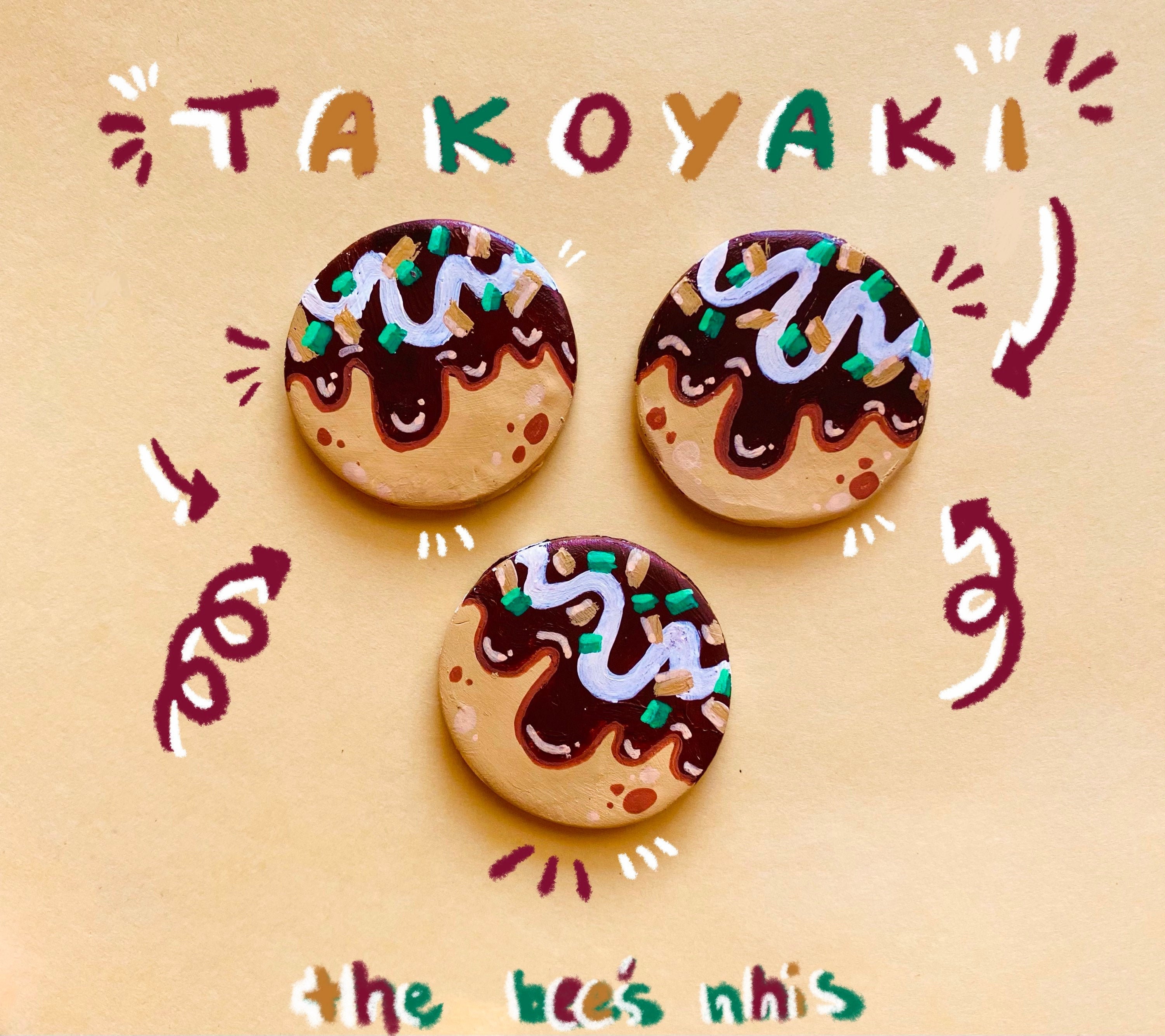 Takoyaki Pins Polymer Clay Pins Etsy