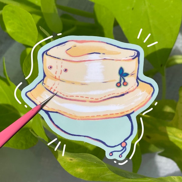 Cute Yellow Cherry Bucket Hat | Waterproof Vinyl Glossy Stickers