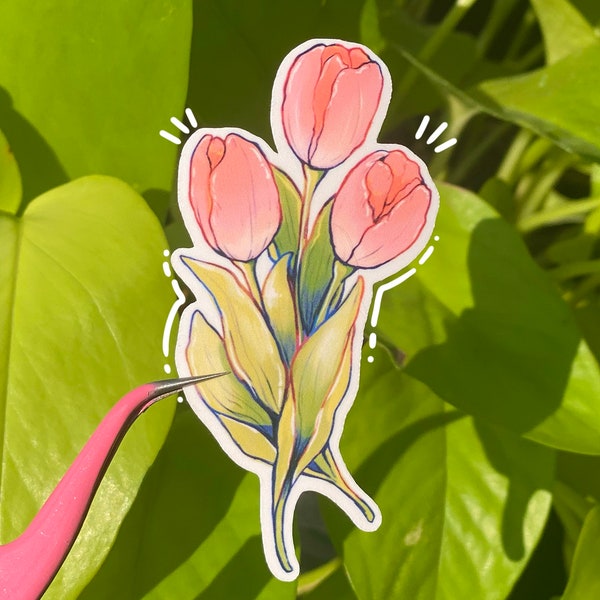 Tulip Small Bouquet Sticker | Waterproof Vinyl Stickers